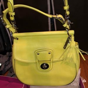 Yellow Leather Coach crossbody purse